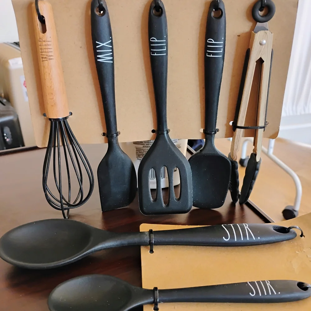 Rae Dunn Mini Silicone Black Cooking Utensils Sets - Picture 1 of 2
